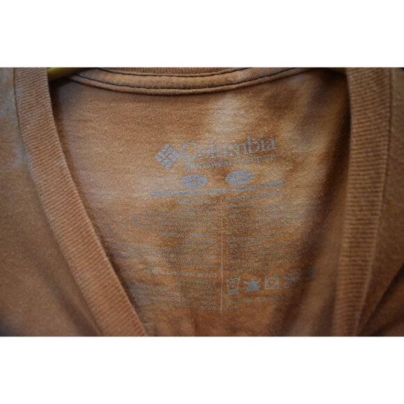 Unisex Columbia Sportswear Brown Custom Bleach Dye Logo Graphic T-shirt Size M - Picture 5 of 6
